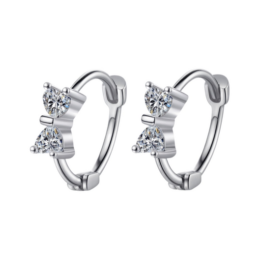 The Silver Dainty Sparkle Bowknot Hoop Earrings