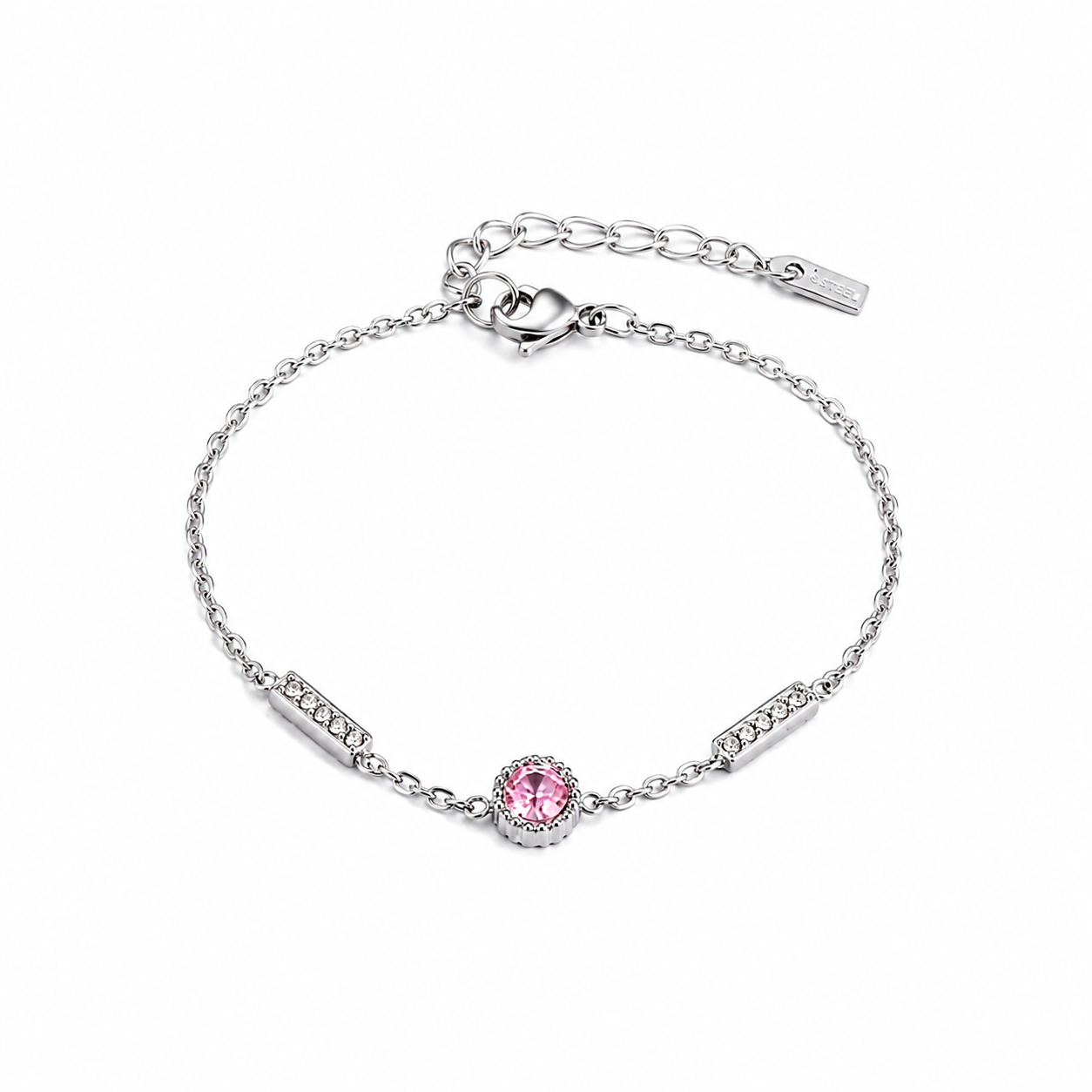 The Silver Sugar Pink Dainty Bracelet