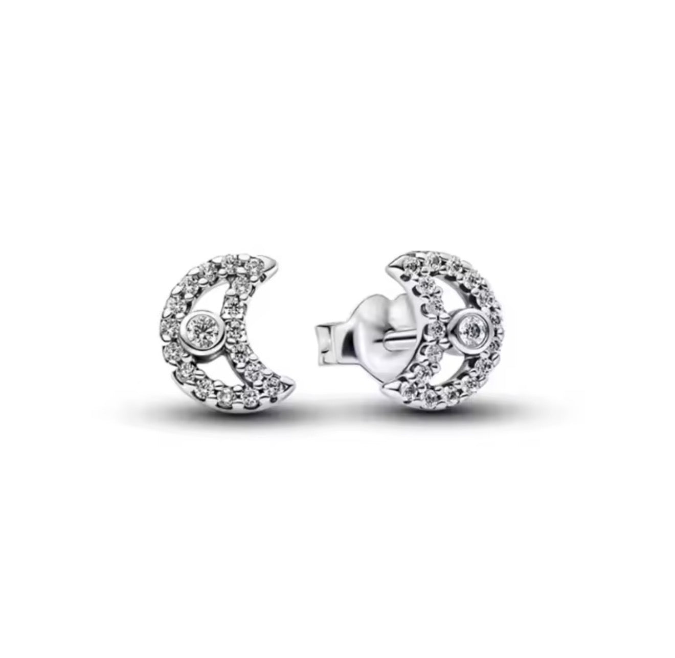 The Silver Dainty Moon Studs