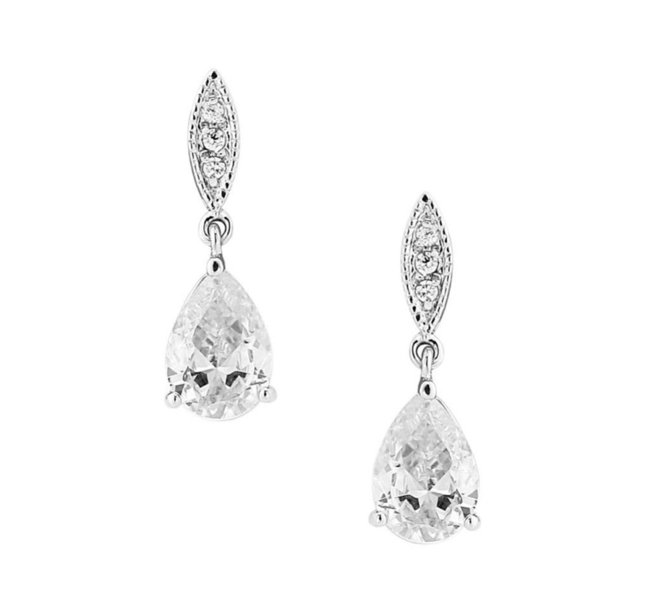The Silver Esme Teardrop Dangle Stud Earrings