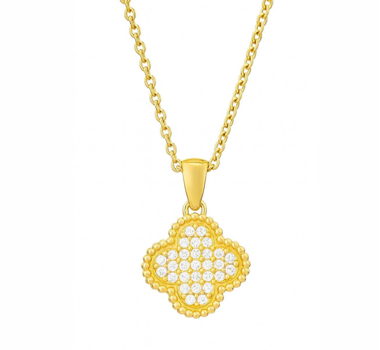 The Gold Sparkling Fortuna Bloom Clover Flower Necklace