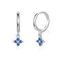 The Silver Sapphire Blue Flower Huggies Earrings