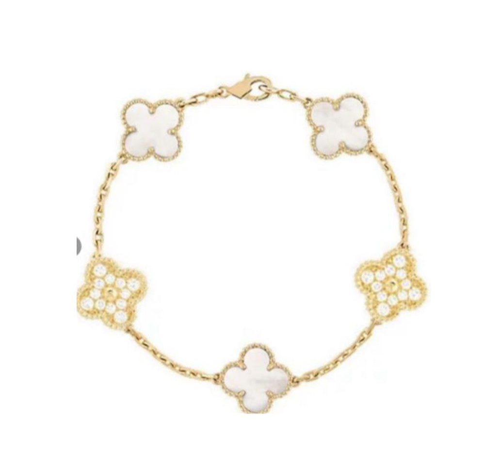 The Golden Snow Glitter Etoilè Arabia Clover Bracelet