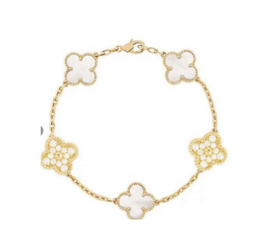 The Golden Snow Glitter Etoilè Arabia Clover Bracelet