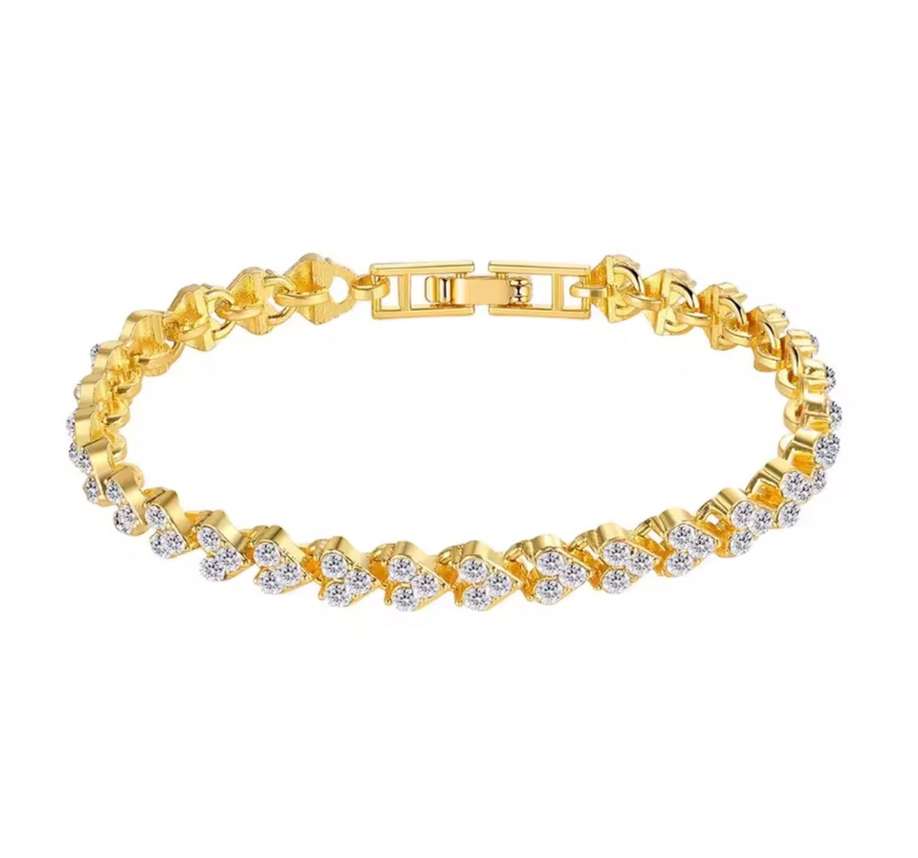 The Gold Ari Hearts Tennis Bracelet