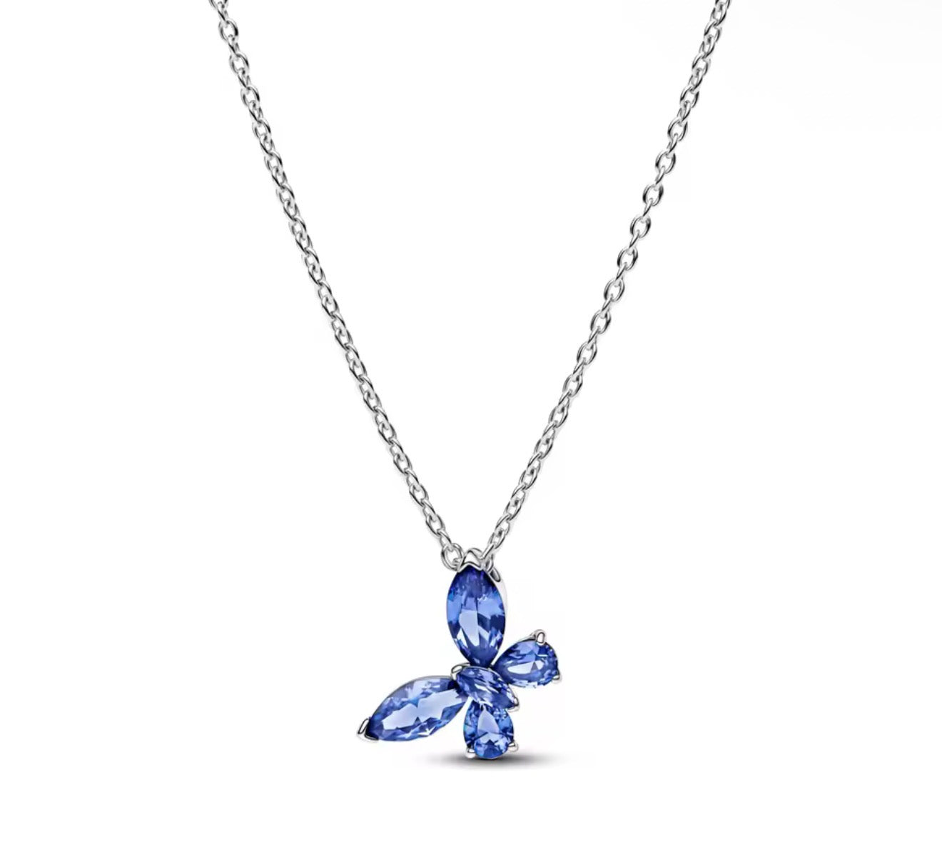 The Silver Sparkling Blue Heavenly Butterfly Dreams Necklace