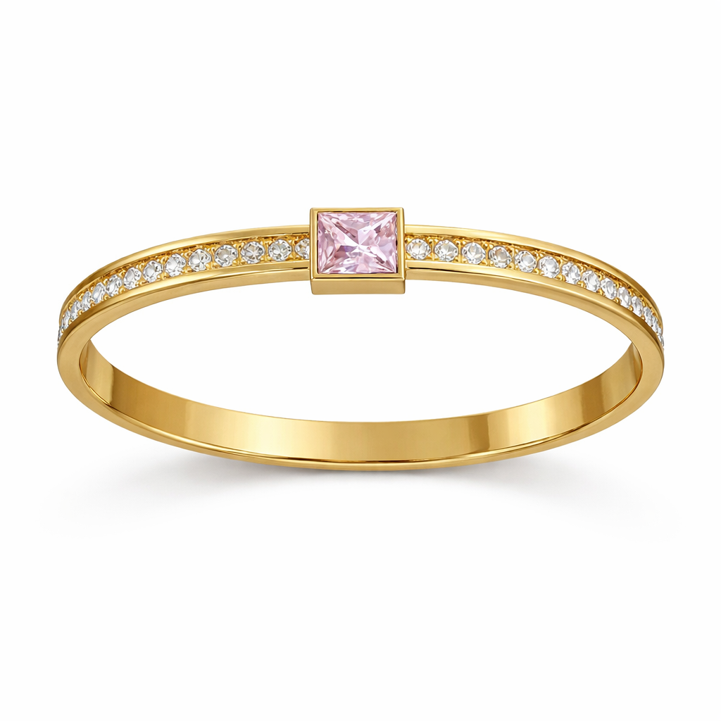 The Gold Lumière Pink Gemstone Bangle