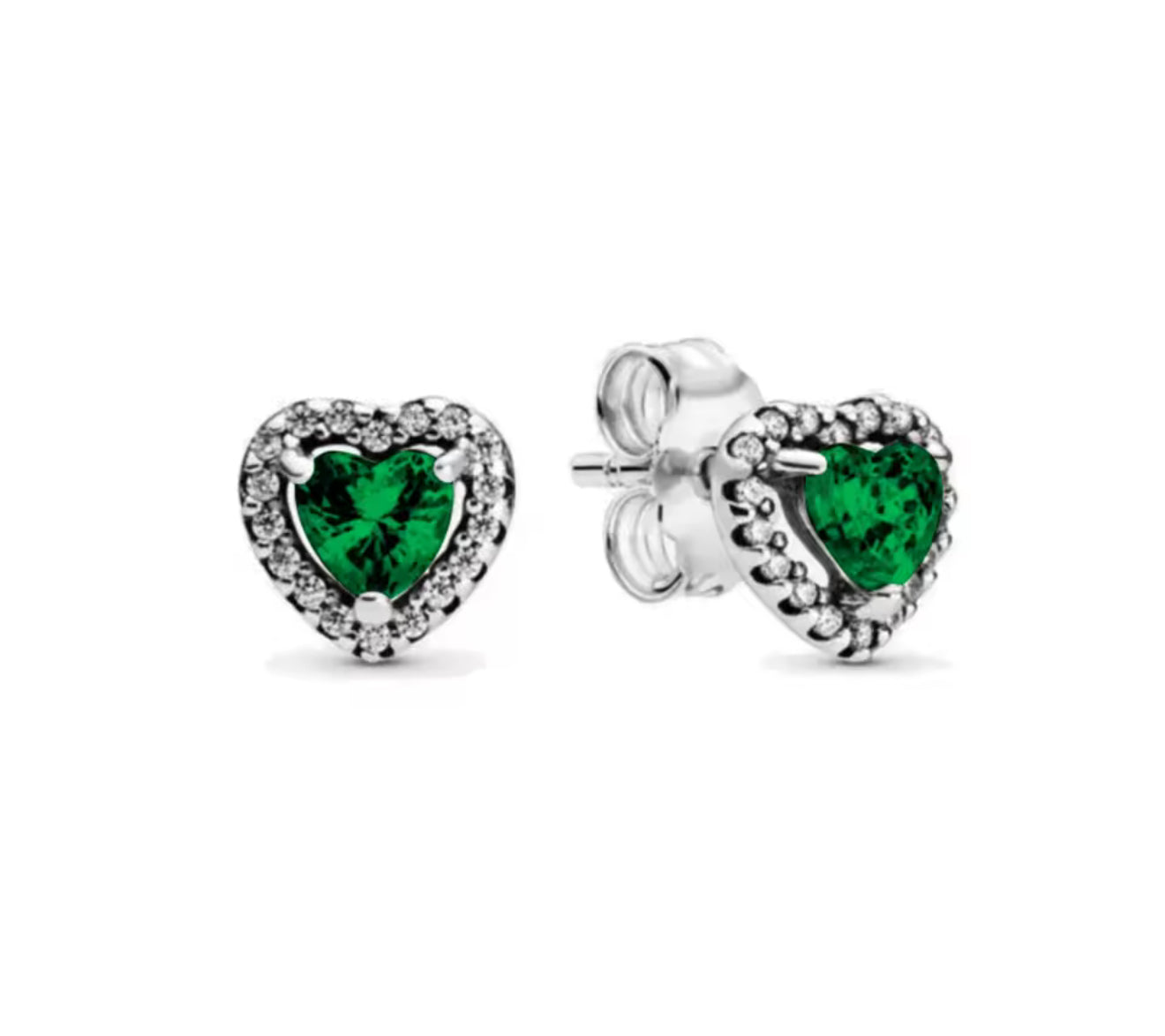 The Silver Emerald Green Celestial Heart Studs