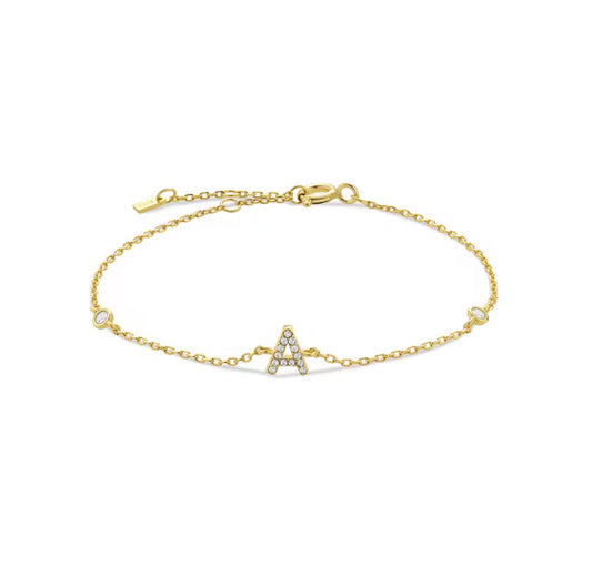 The Gold Dainty Initial Letter Bracelet