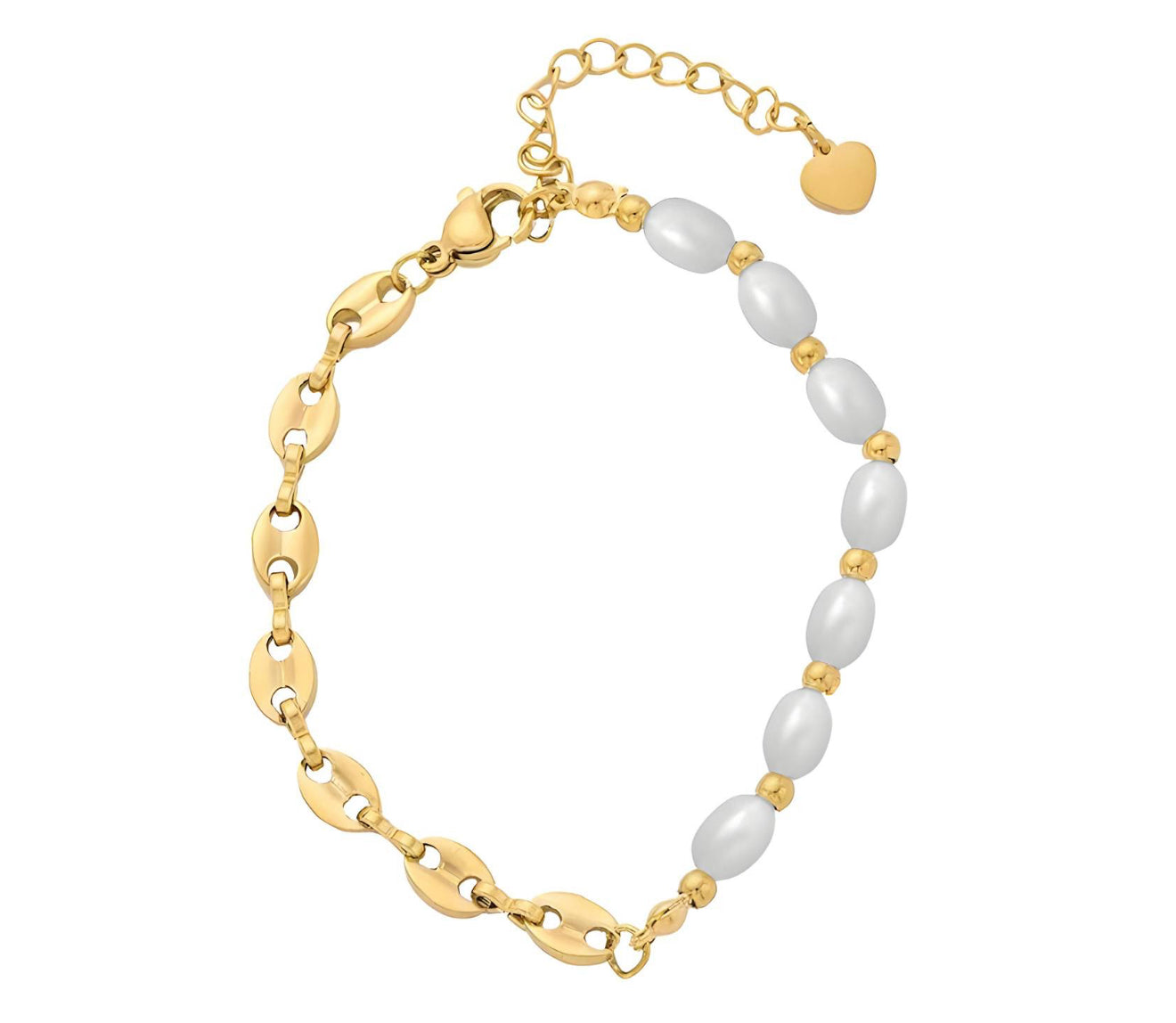 The Gold Luxurious Link Of Pearls Bracelet