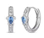 The Silver Sparkling Ocean Blue Turtle Drop Hoop Earrings