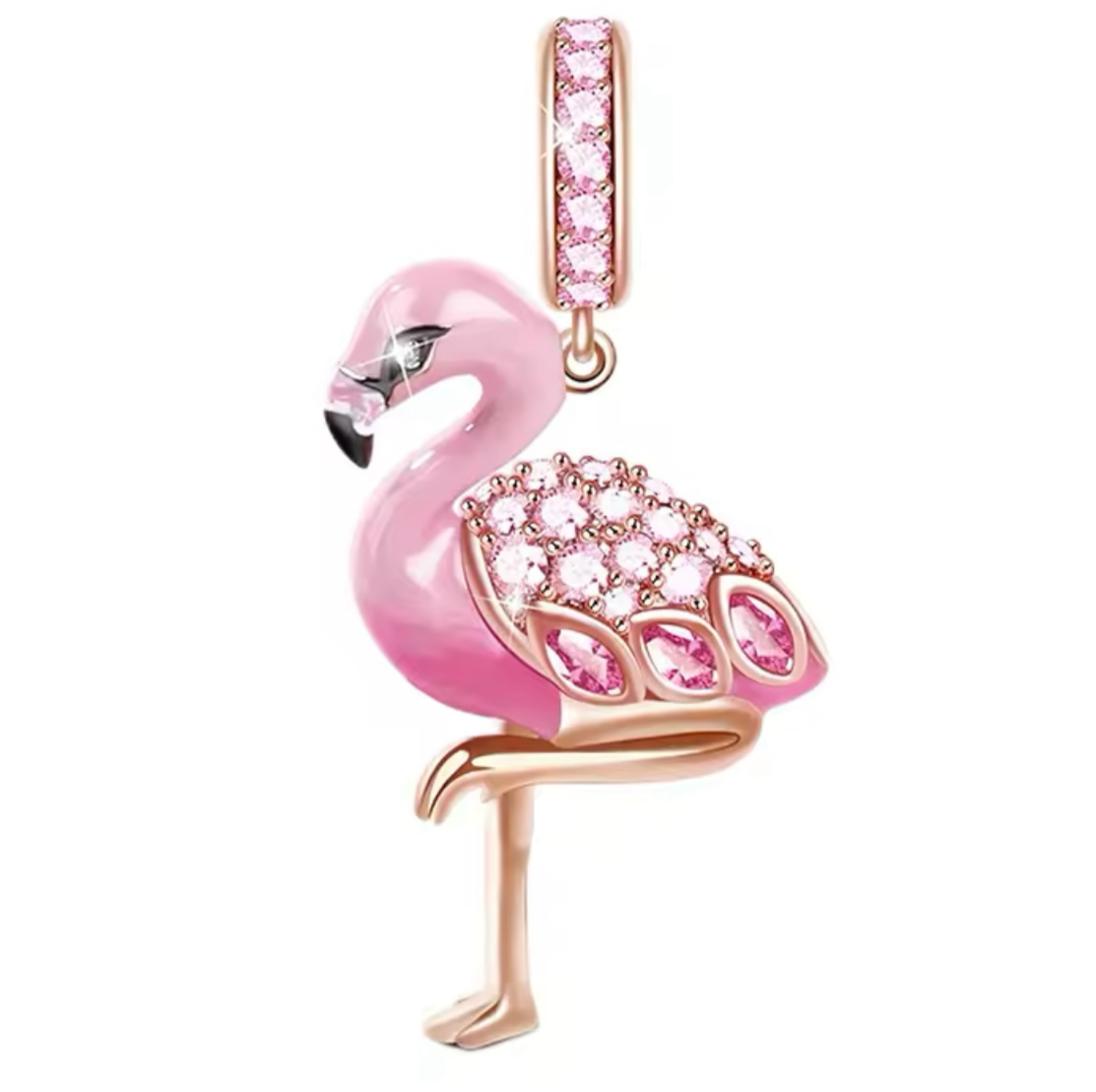 The Rose Gold Glitter Flamingo Charm