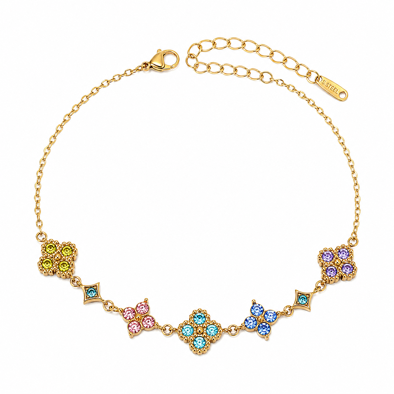 The Gold Rainbow Adriana Clover Bracelet