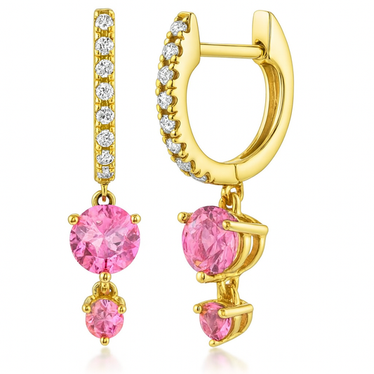 The Golden Pink Aura Gemstone Drop Huggies