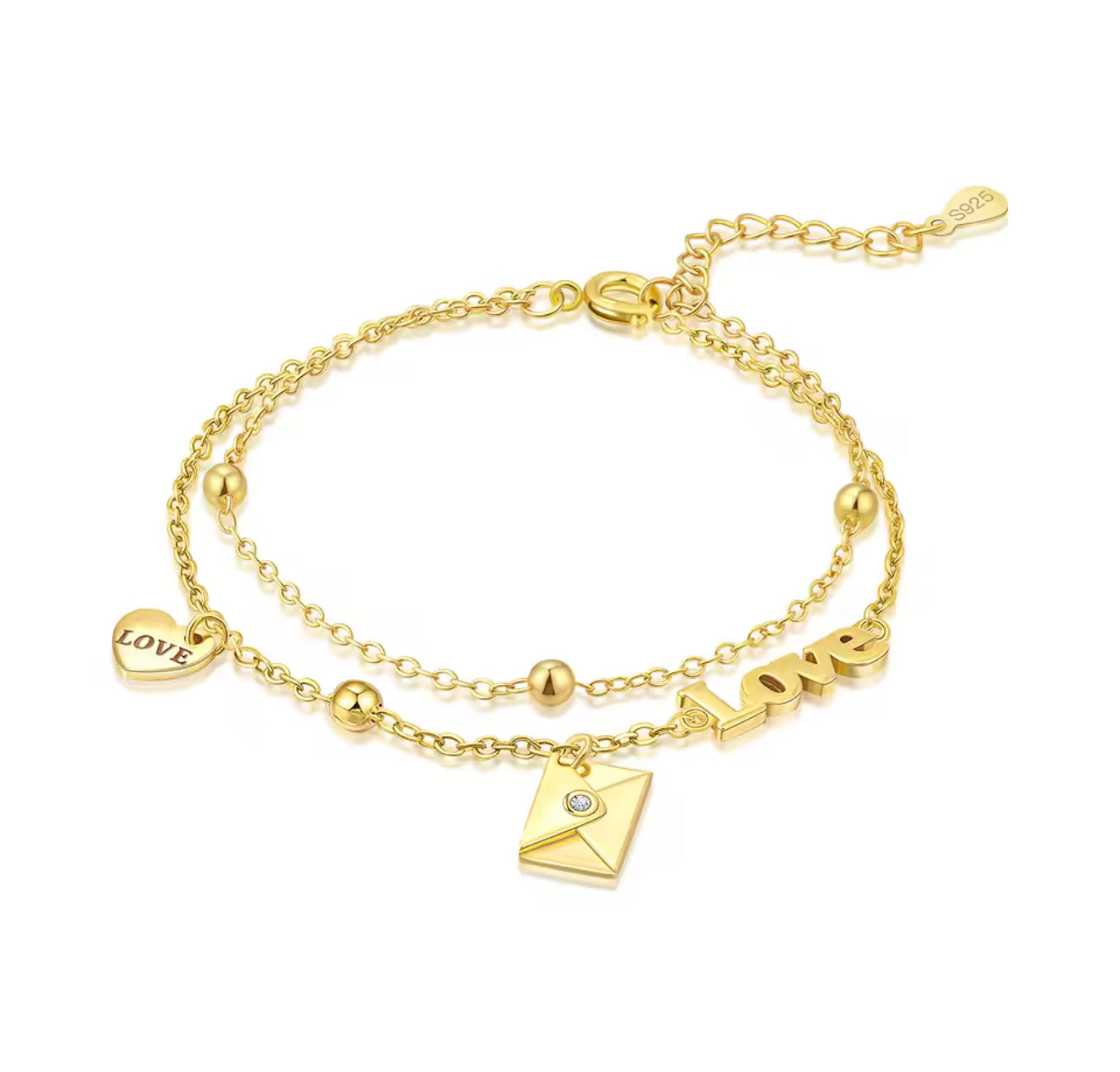 The Gold Love Letter Charm Bracelet