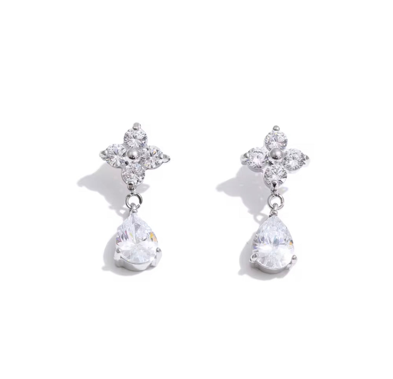 The Silver Luna Teardrop Crystal Studs