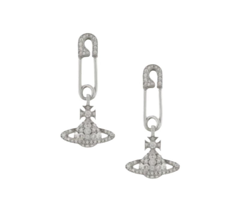 The Silver Sparkle Paperclip Planet Earrings