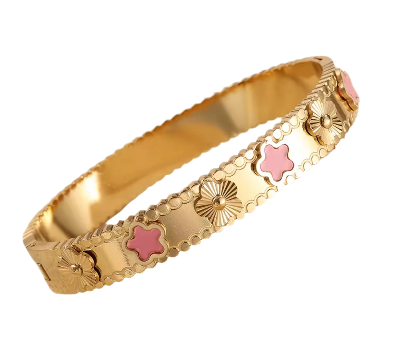 The Gold Rosè Pink Flower Bangle
