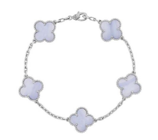 The Silver Frosted Icy Blue Etoilè Arabia Clover Bracelet
