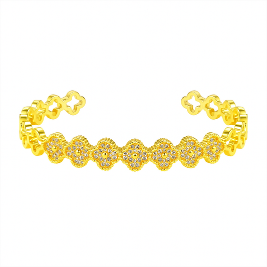 The Gold Blooming Aura Flower Bangle