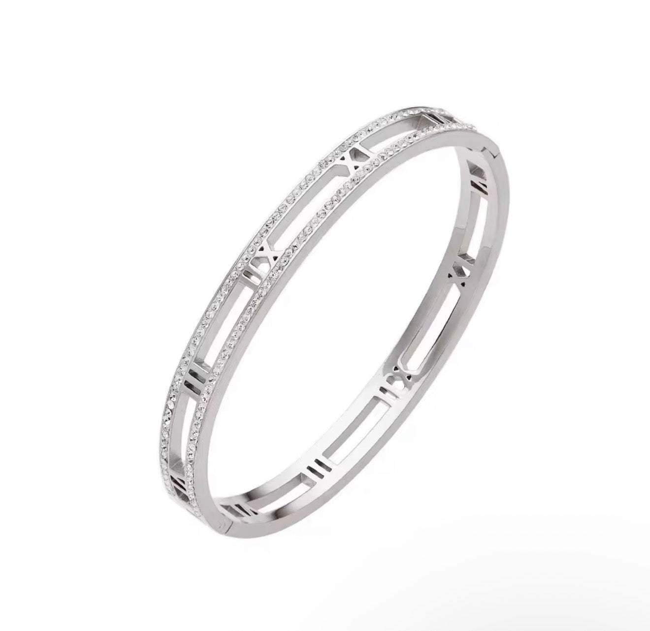 The Silver Roman Numeral Bling Bangle