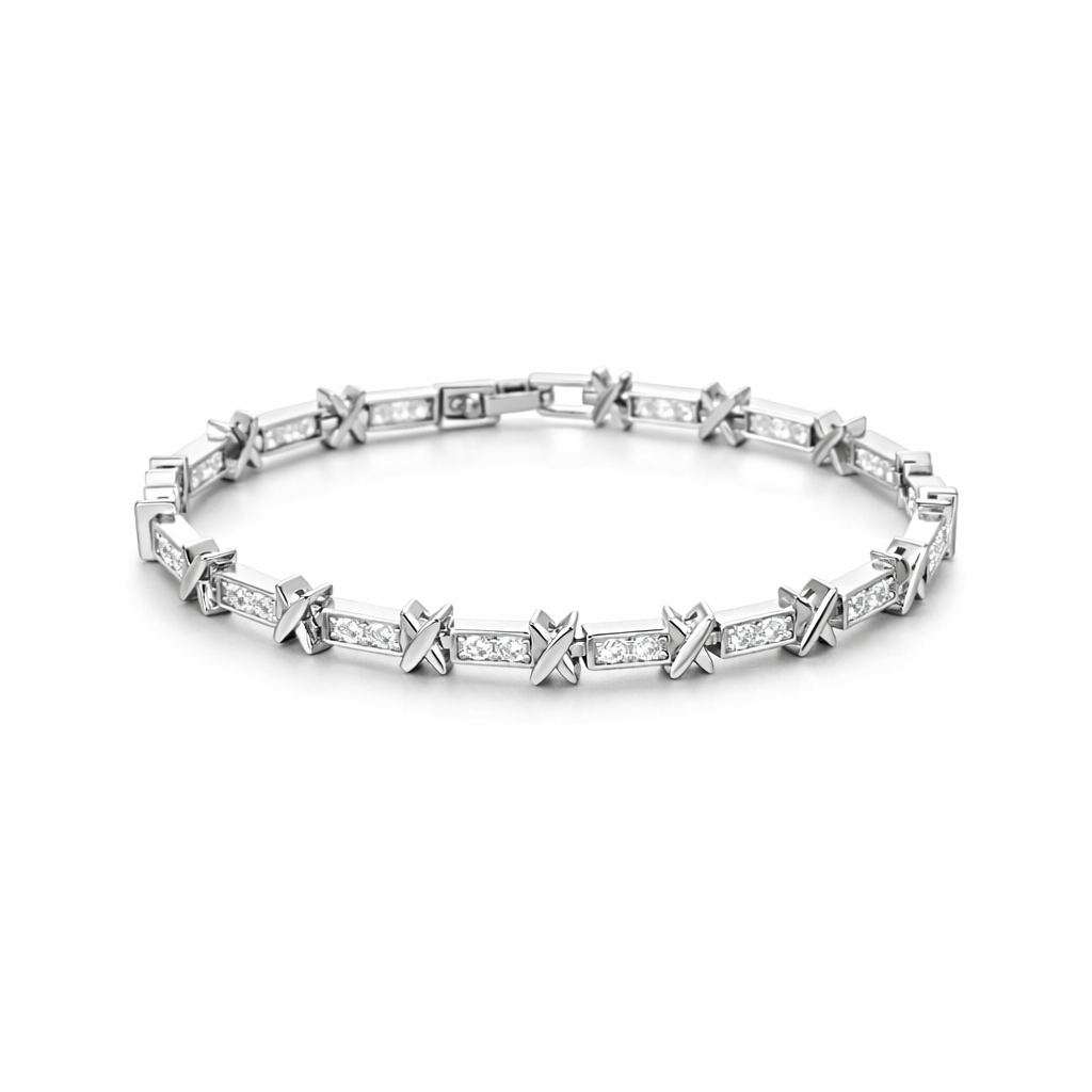 The Silver Sparkling Gemma Kiss Tennis Bracelet