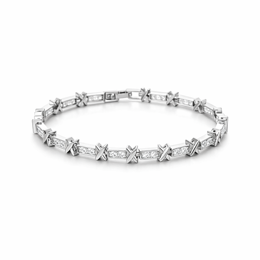 The Silver Sparkling Gemma Kiss Tennis Bracelet