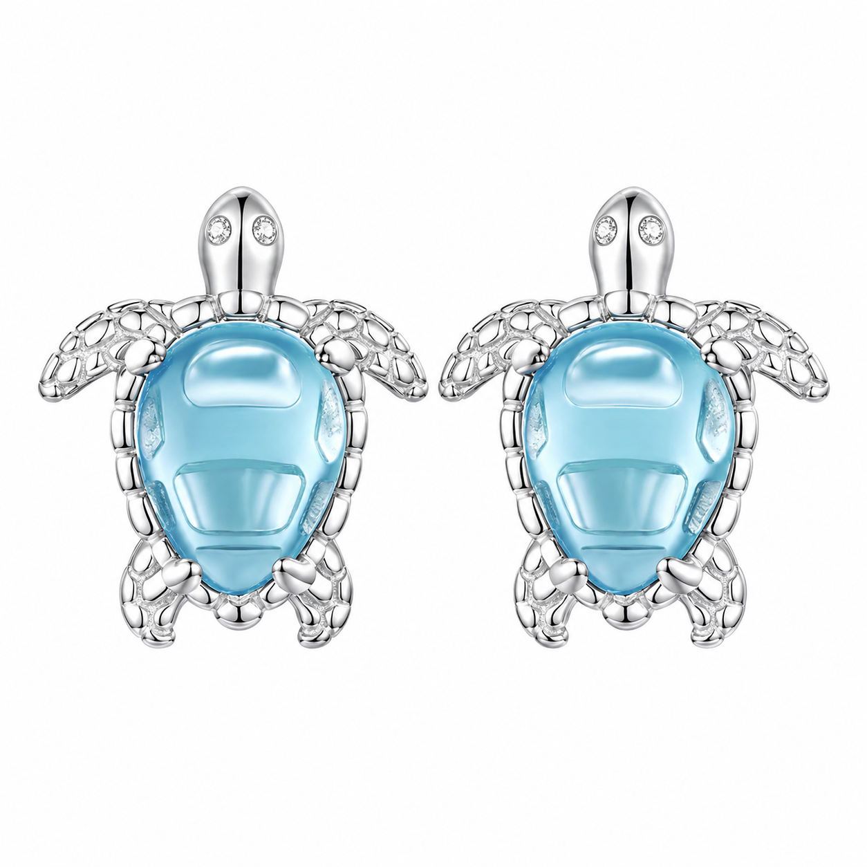The Silver Ocean Turtle Studs