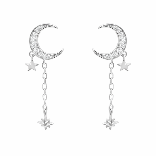 The Celestial Silver Moonlight Drop Earrings