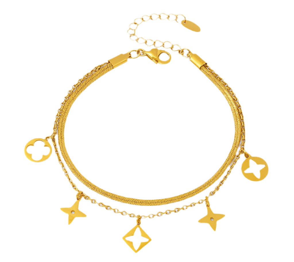 The Golden Bloom Clover Duo-Layer Bracelet