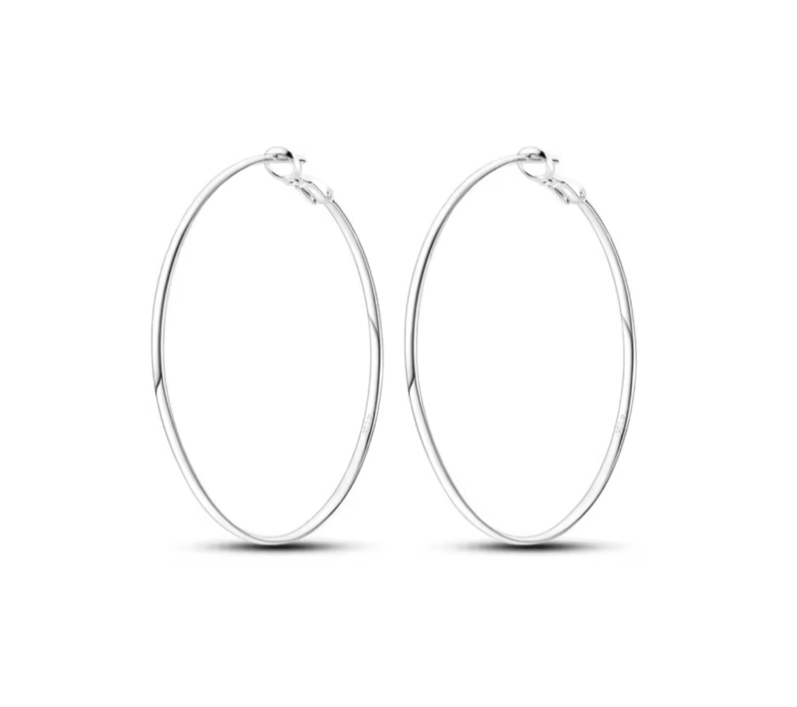 The Silver Moonlit Serenity Hoop Earrings