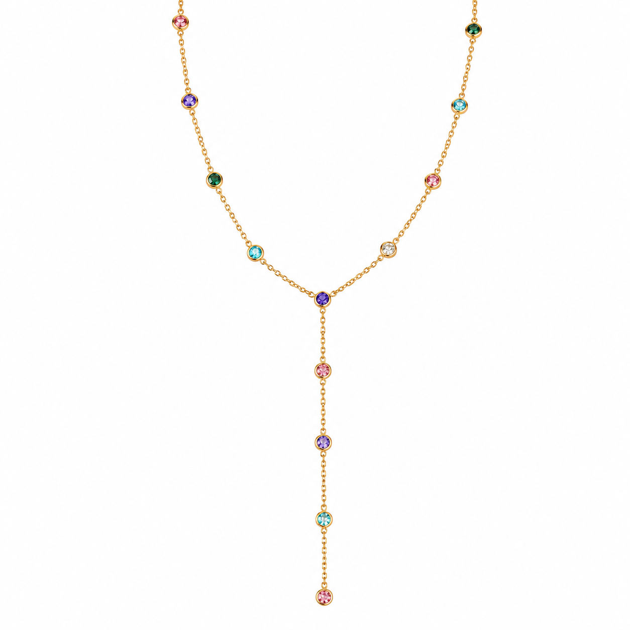 The Gold Ibiza Y Gemstone Drape Necklace