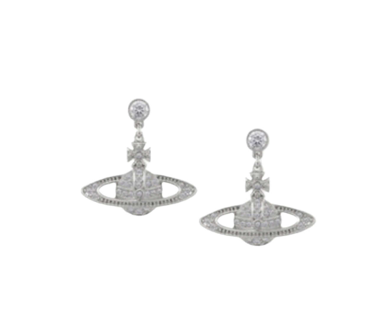 The Silver Dangle Drop Saturn Planet Earrings