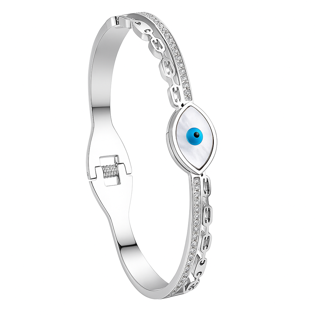The Silver Eras Evil Eye Bangle