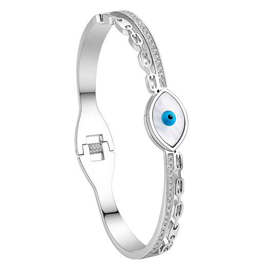 The Silver Eras Evil Eye Bangle