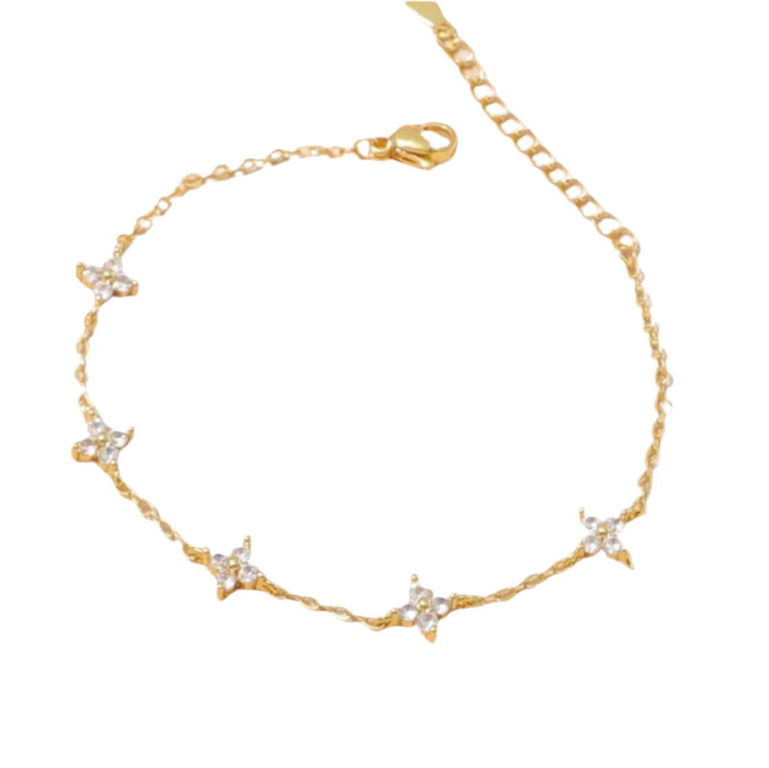 The Gold Dainty Luna Sparkle Flower Bracelet