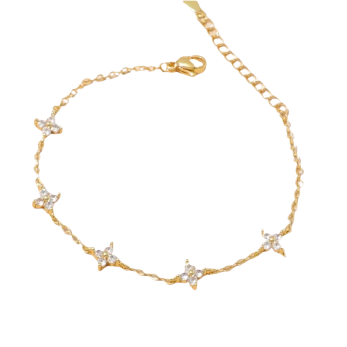 The Gold Dainty Luna Sparkle Flower Bracelet