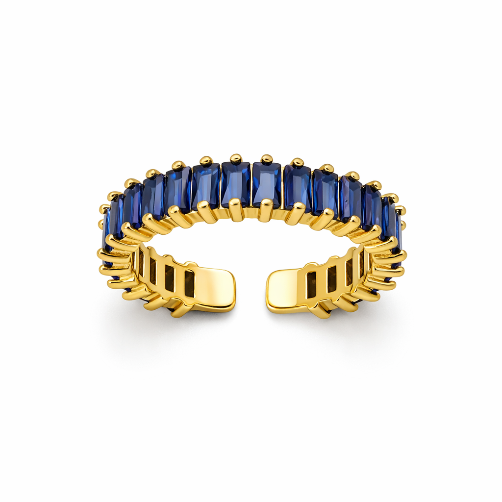 The Gold blue Adjustable Azure Aria Sparkle Ring