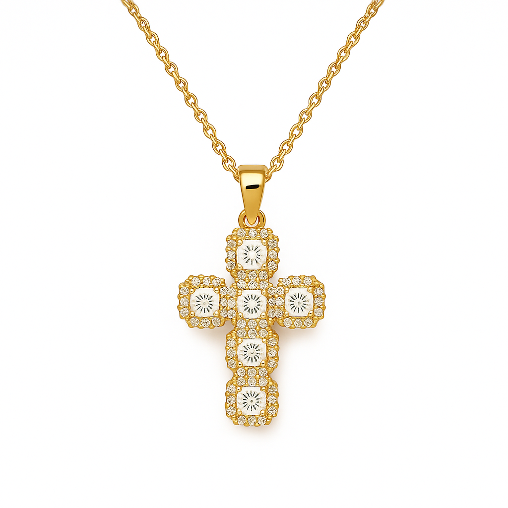 The Gold Divine Halo Cross Necklace