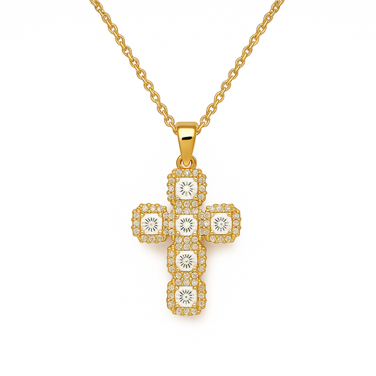 The Gold Divine Halo Cross Necklace
