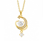 The Gold Pink Dreamy Heart Drape Moon Necklace
