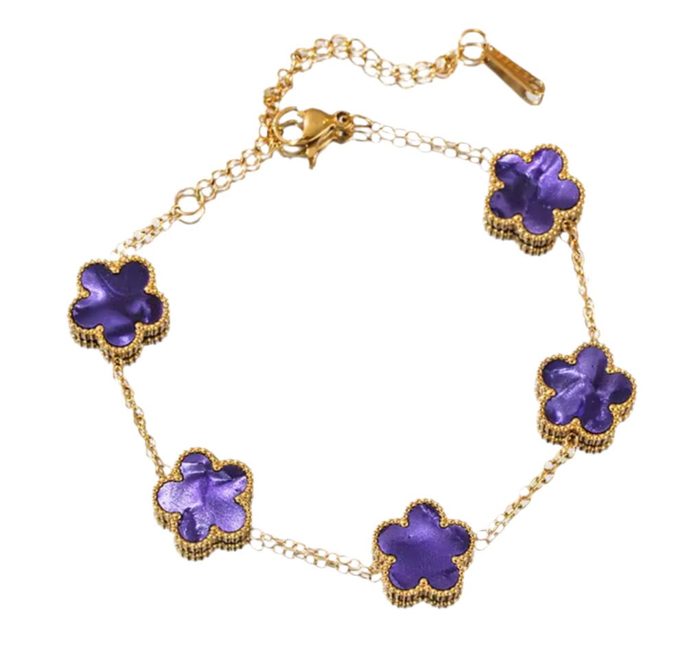 The Gold Lavender Purple Amara Flower Bracelet