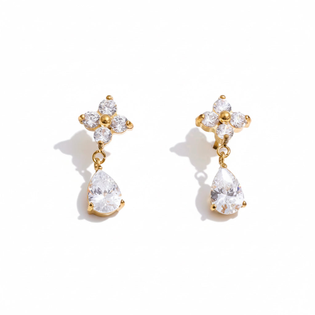 The Gold Luna Teardrop Crystal Studs