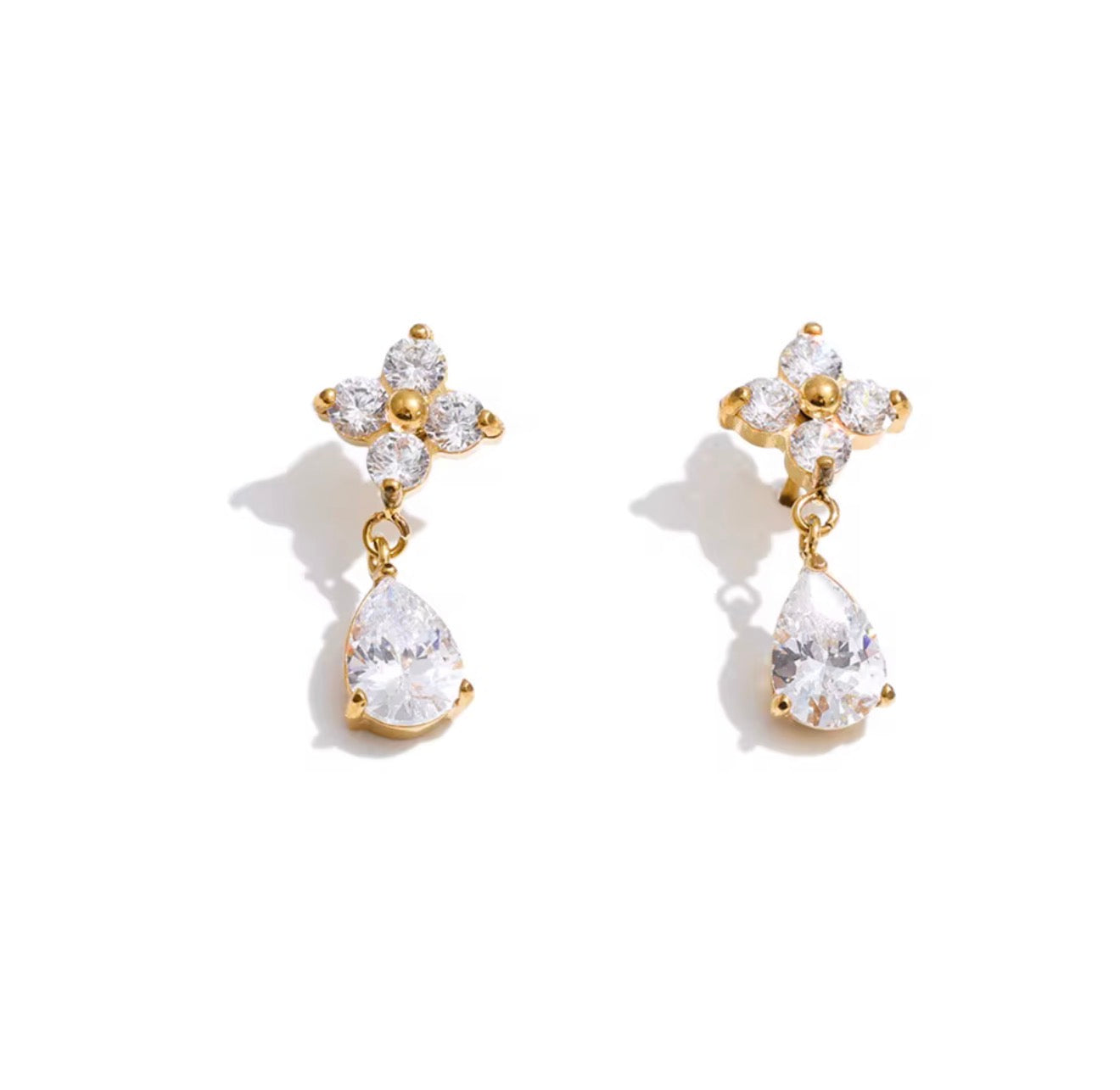 The Gold Luna Teardrop Crystal Studs