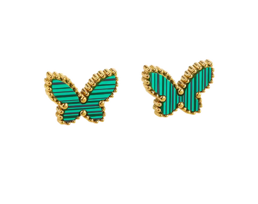 The Golden Green Magical Butterfly Earrings