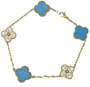 The Gold Sparkling Etoilè Arabia Marble Blue Clover Flower Bracelet