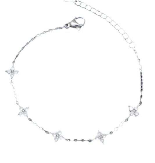 Silver Dainty Flower Bracelet 925ss