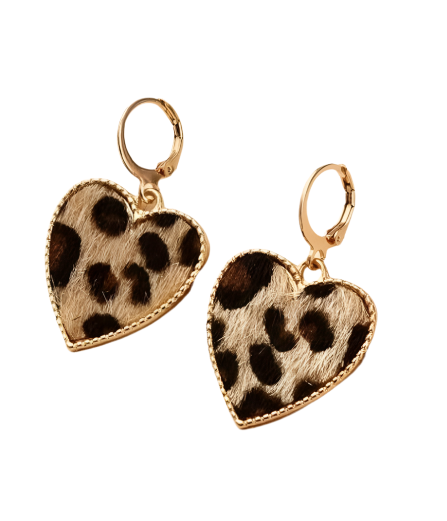 The Glam Leopard Luxe Heart Earrings