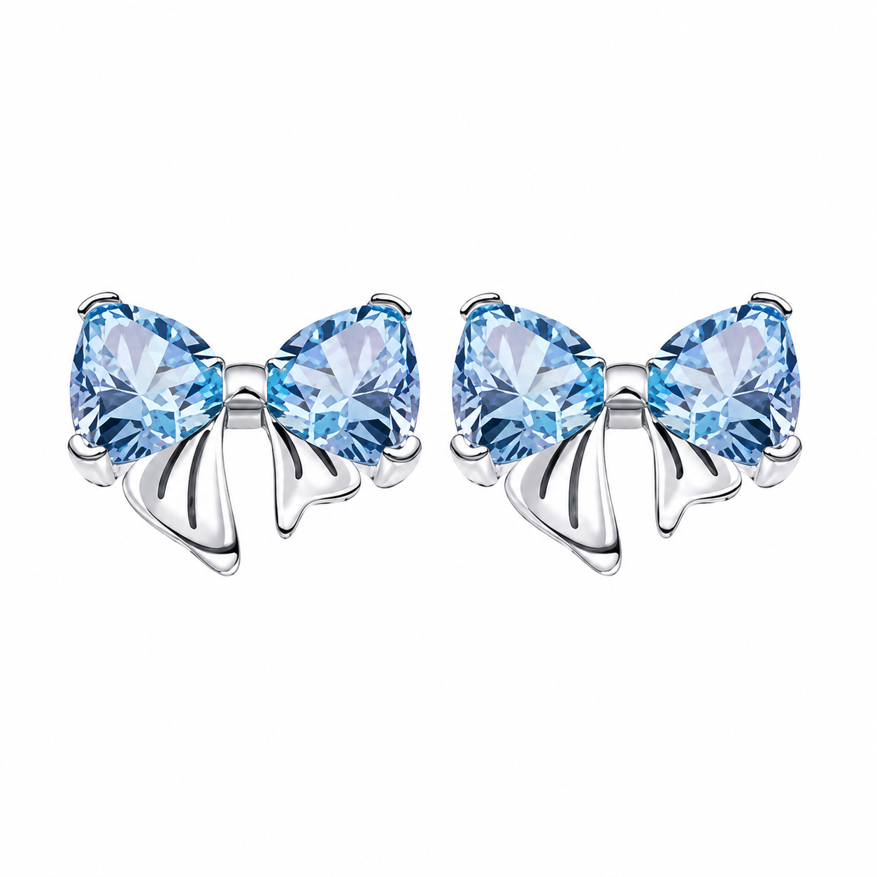 The Silver Sparkling Blue Bridgerton Bow Studs
