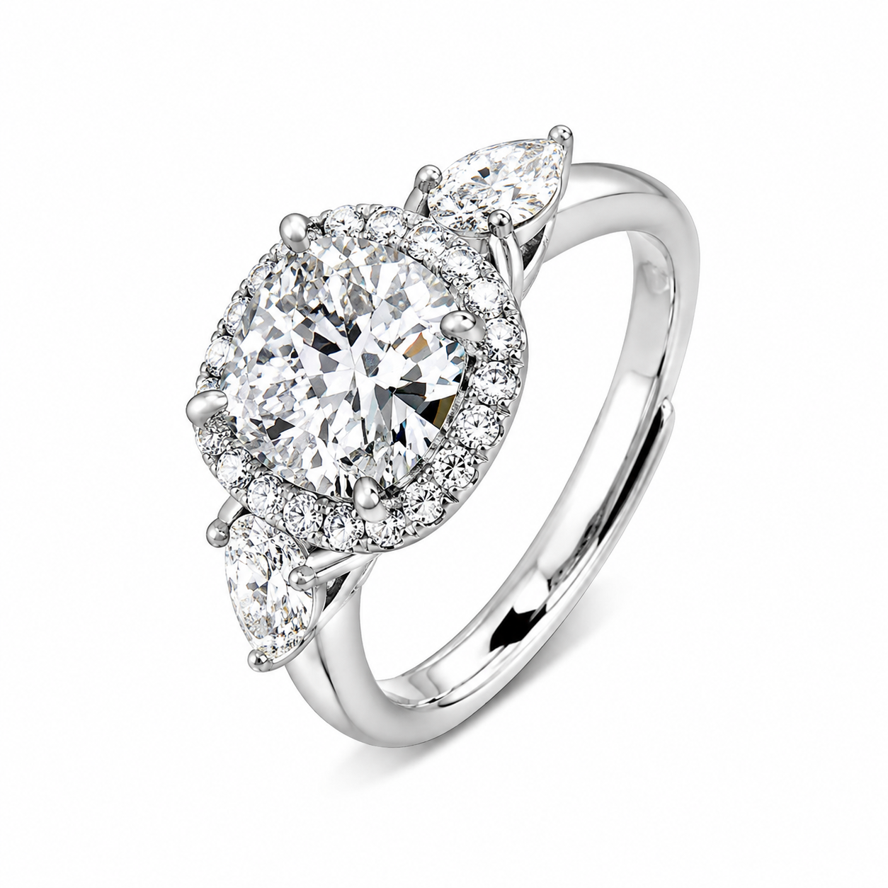 The Silver Sparkling Angel Wings Gemstone Adjustable Ring